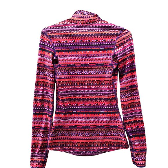 Nike‎ Pro Hyperwarm Long Sleeve Half Zip Pullover Womens XS Pink Geometric Shirt - Picture 2 of 10